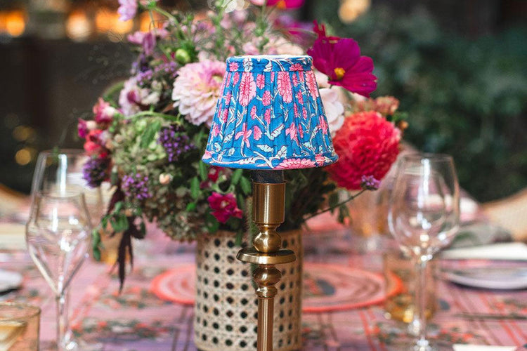 maximalist pink and blue lampshade