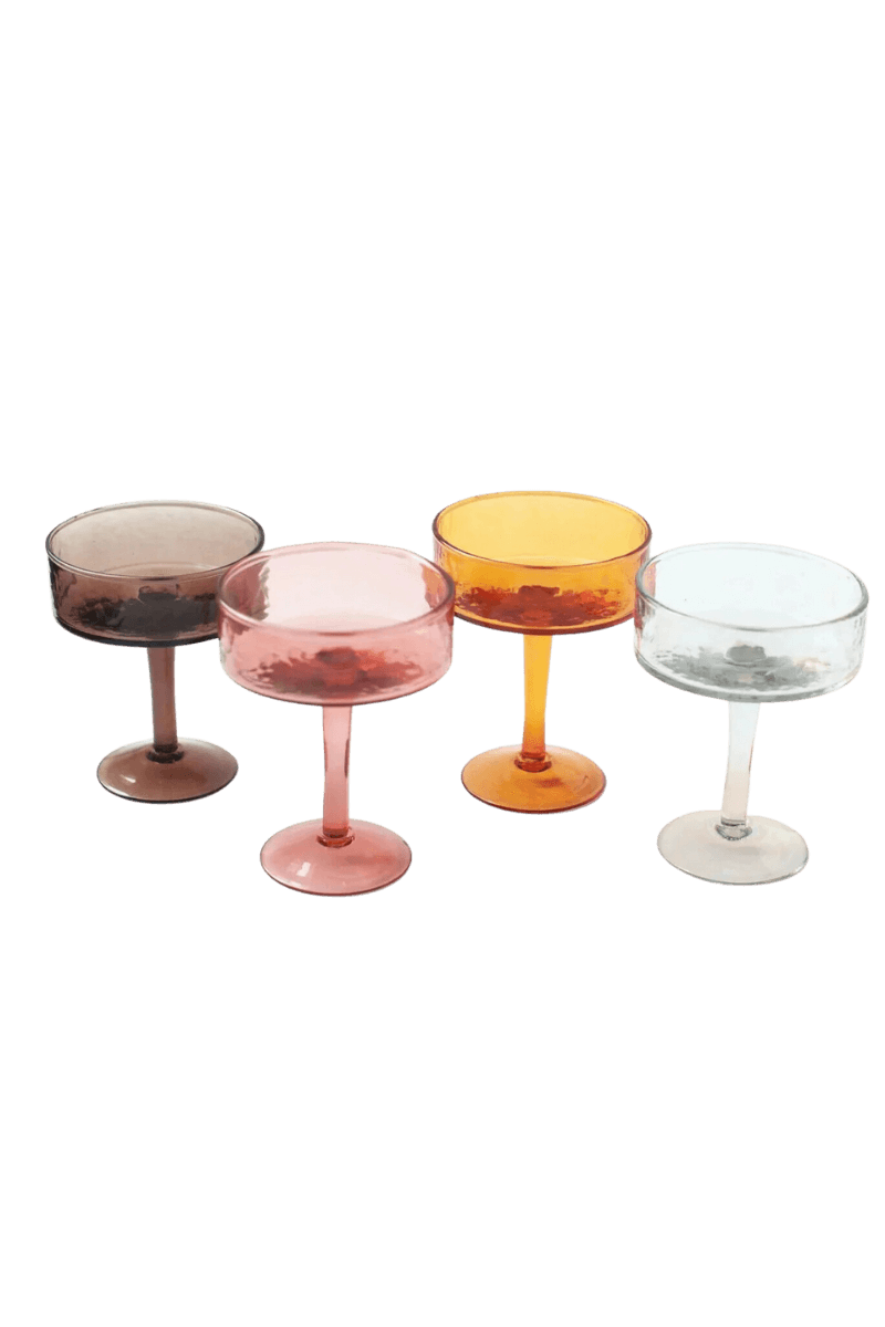 4 recycled glass coupe glasses