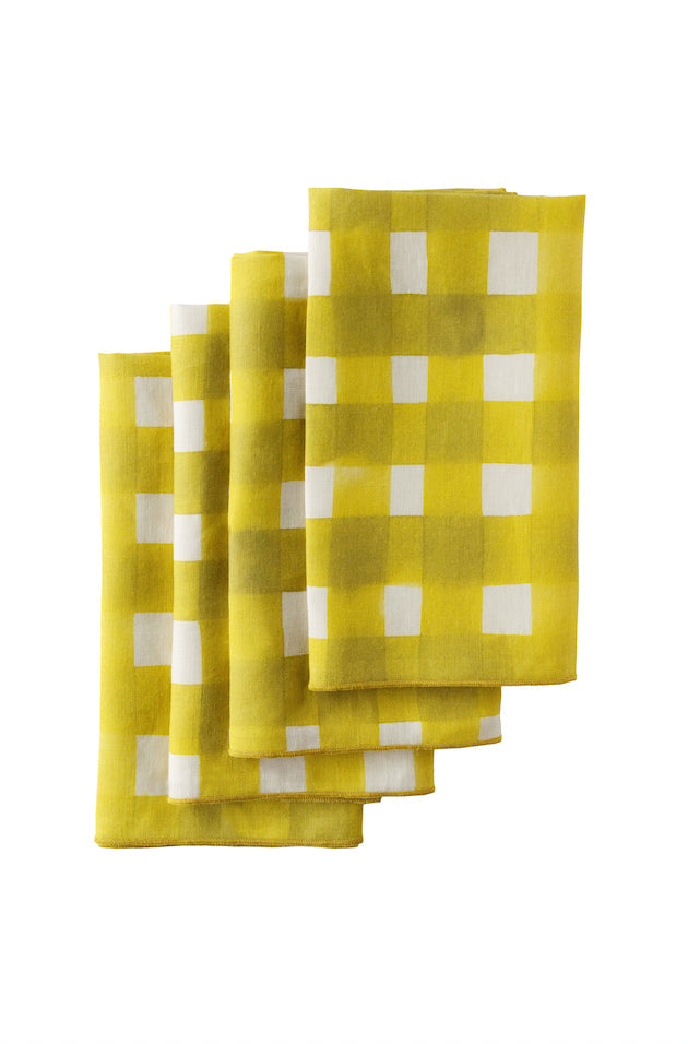set of 4 yellow linen napkins