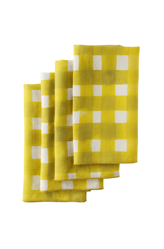 set of 4 yellow linen napkins