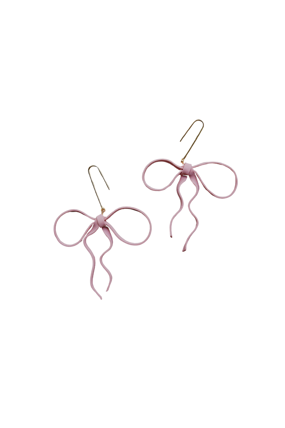 clay bow earrings pink