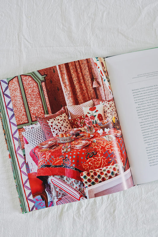 At The Artisan's Table Book Page with red table decor - Gorgeous Decor / Entertaining Book for Hostess or Housewarming Gift