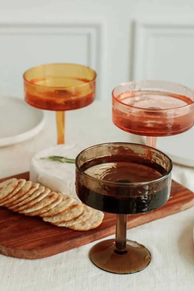 colorful coupe glasses