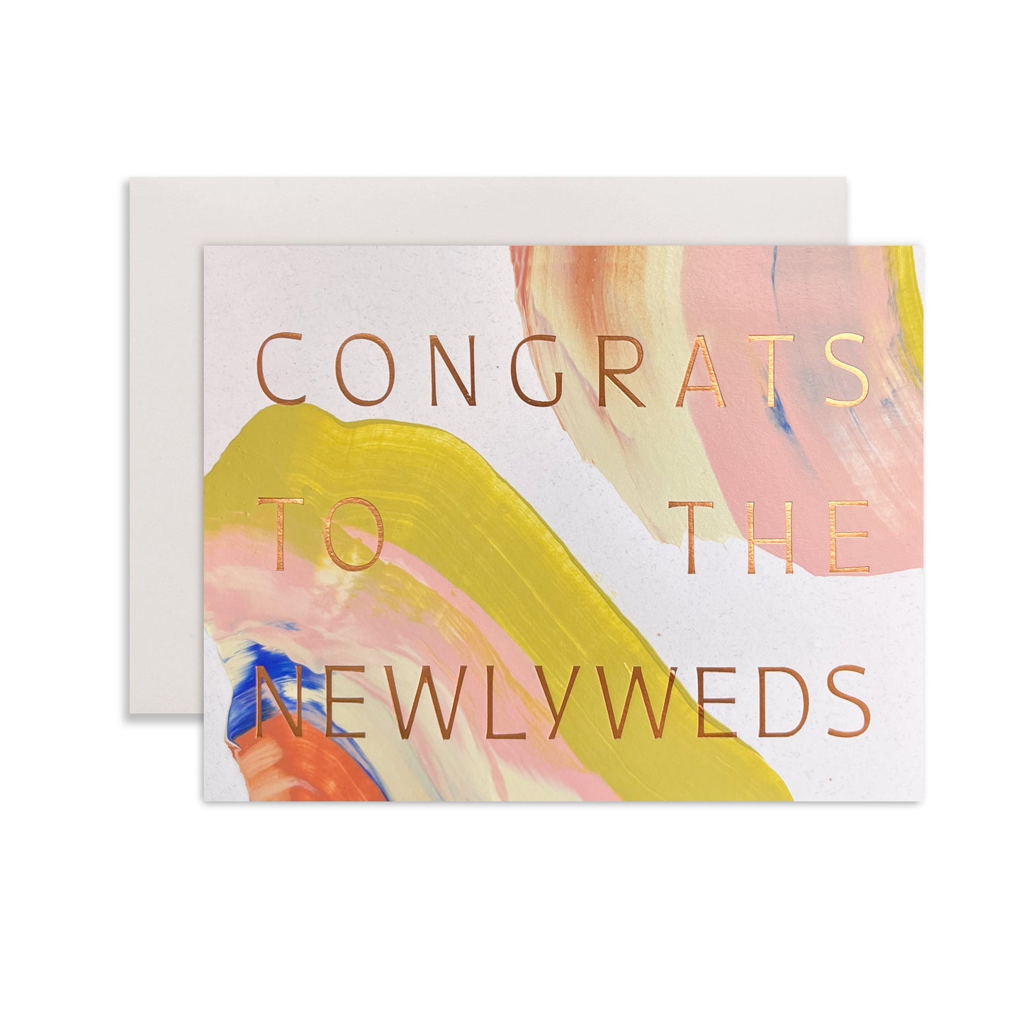 wedding congratulations card with pink swirl