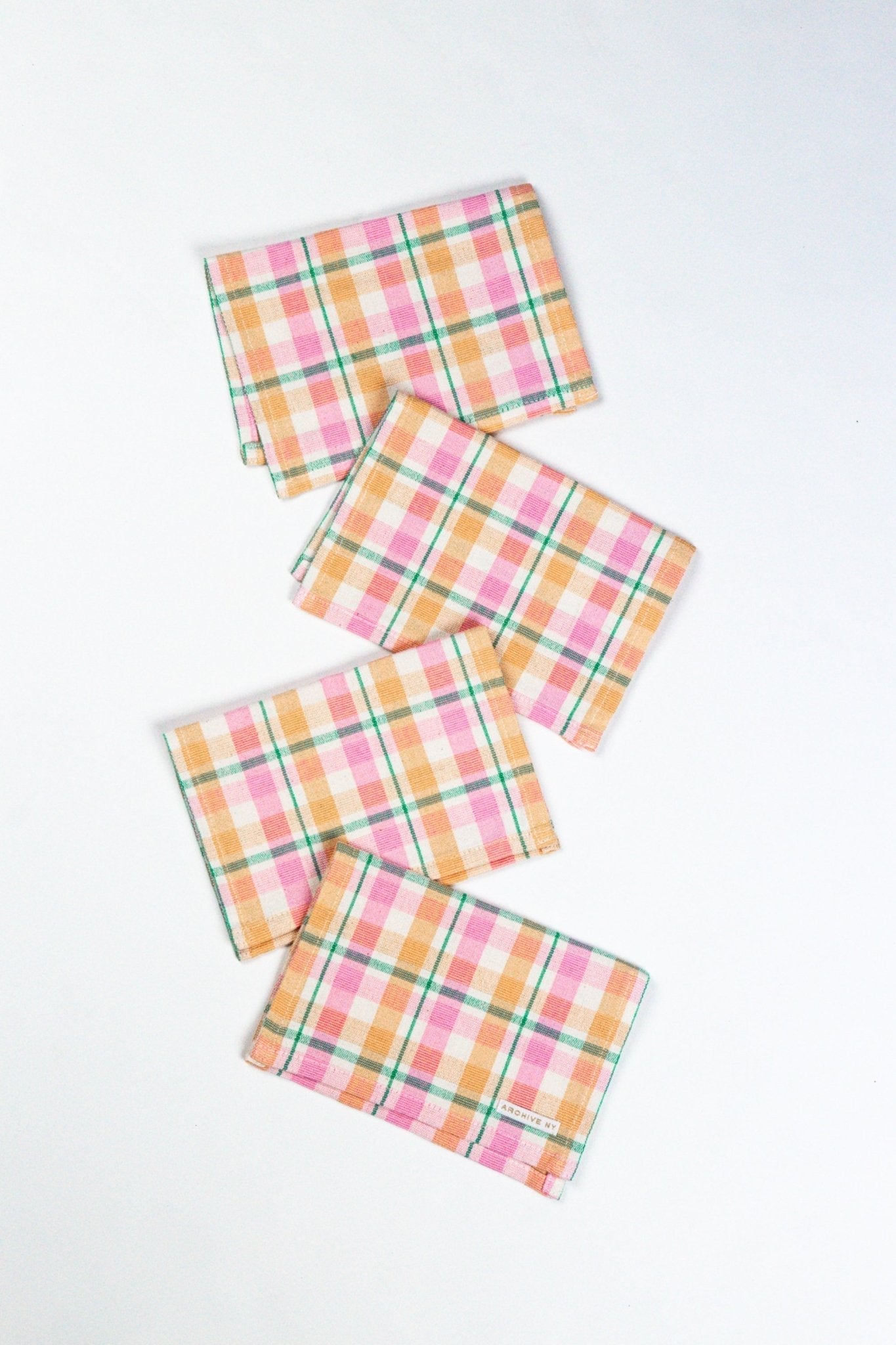 Marguerite Pink Plaid Cocktail Napkin Set of 4