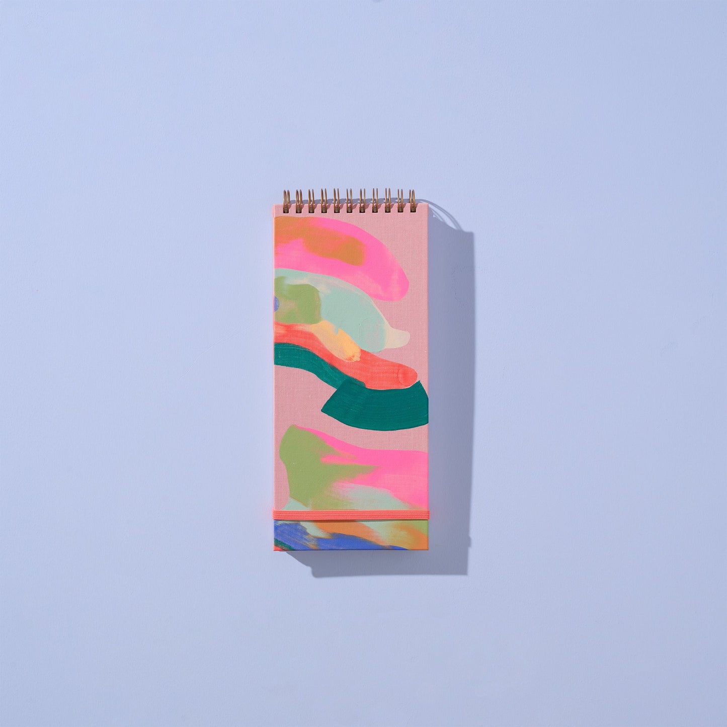 Moglea Pretty Notebook with colorful abstract design on a light blue background