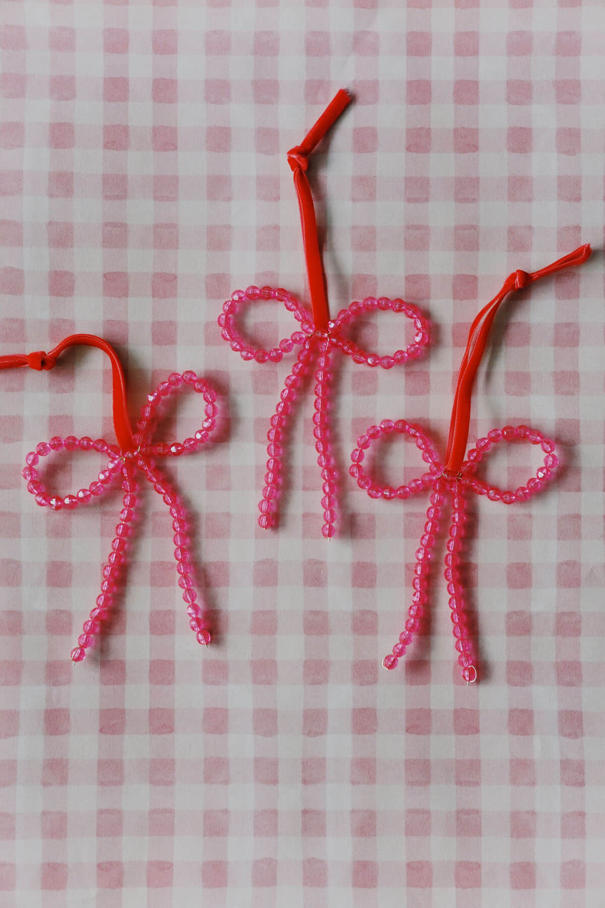 Handmade Bows Pink Christmas Ornaments by Wallflower