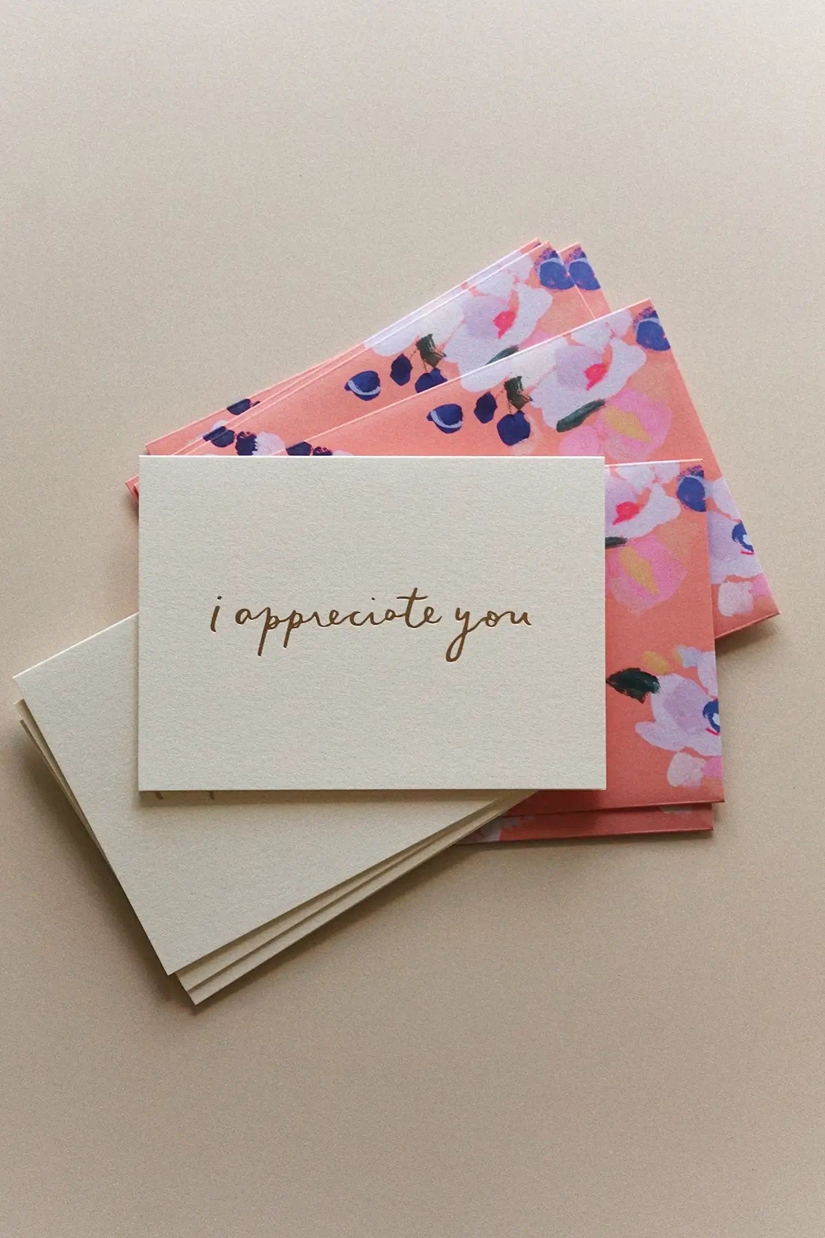 floral thank you cards with gold foil blank inside