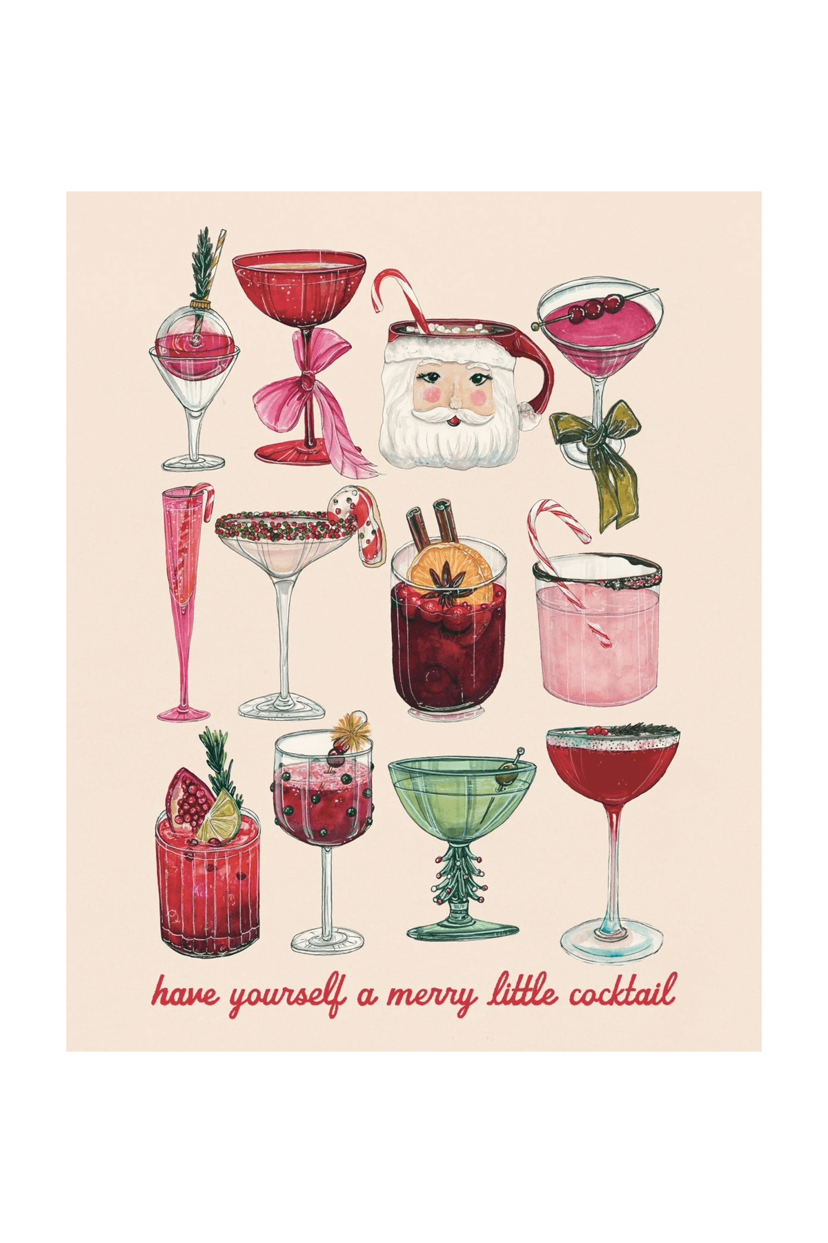 "Merry Little Cocktail" Christmas Art Print
