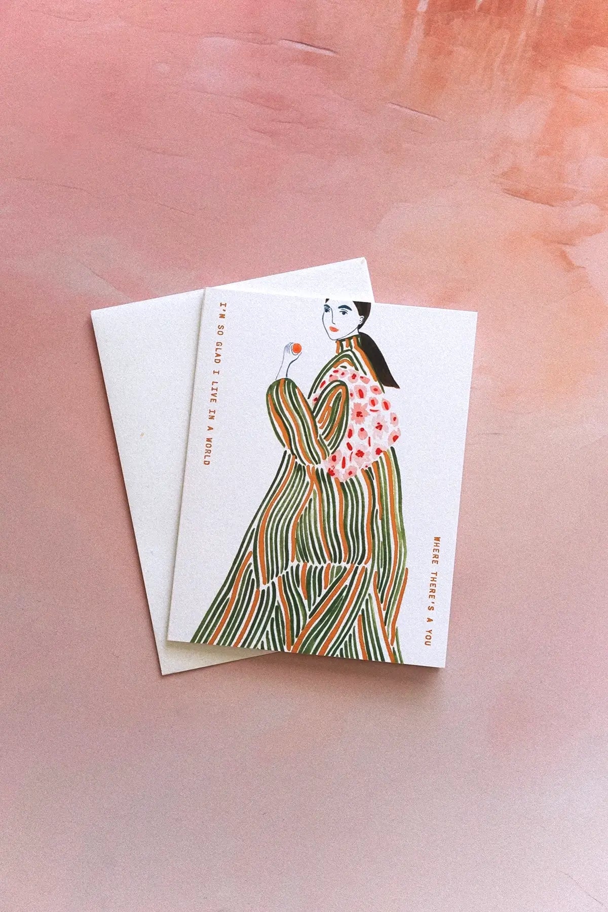 green coat art print greeting card ✿ wallflower shop