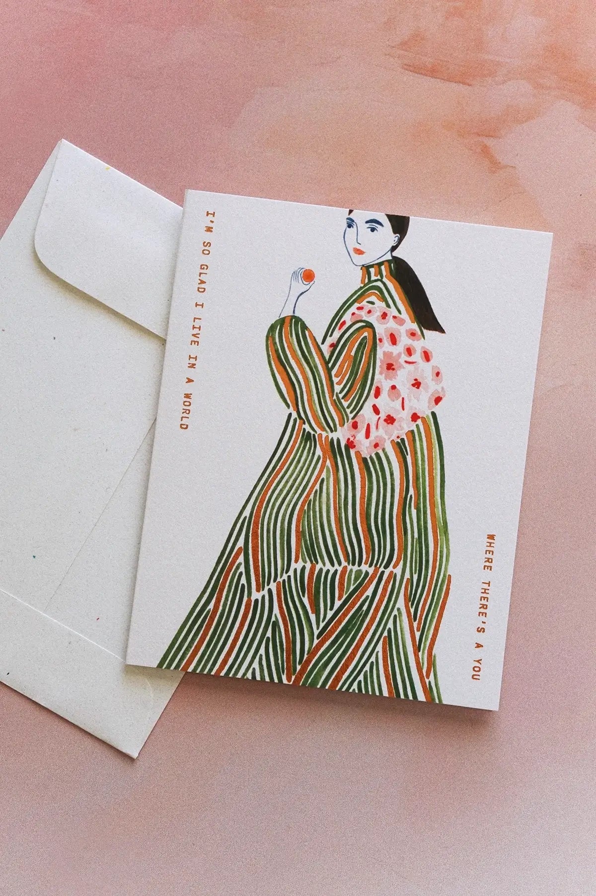 green coat art print greeting card ✿ wallflower shop