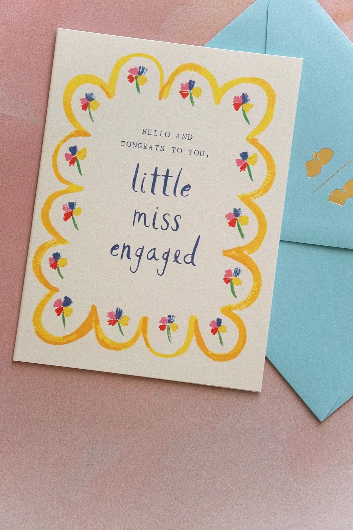 cute engagement card "hello and congrats to you little miss engaged"