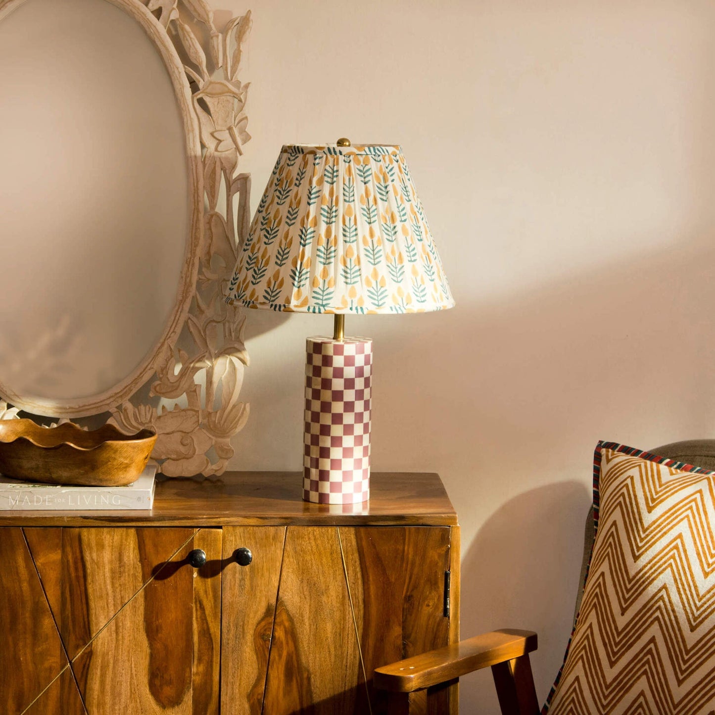 floral pleated lampshade - handmade artisan home decor by wallflower