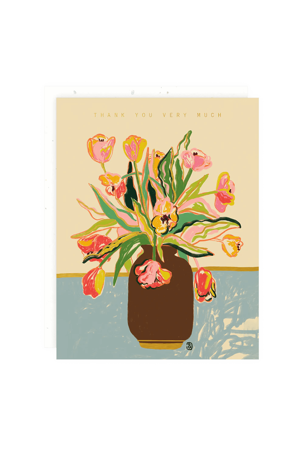 handpainted floral thank you card - wallflower stationery shop