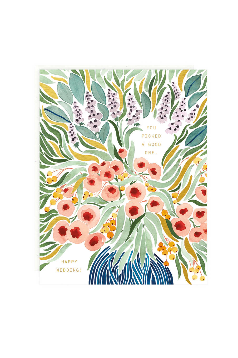 watercolor gold foil happy wedding card