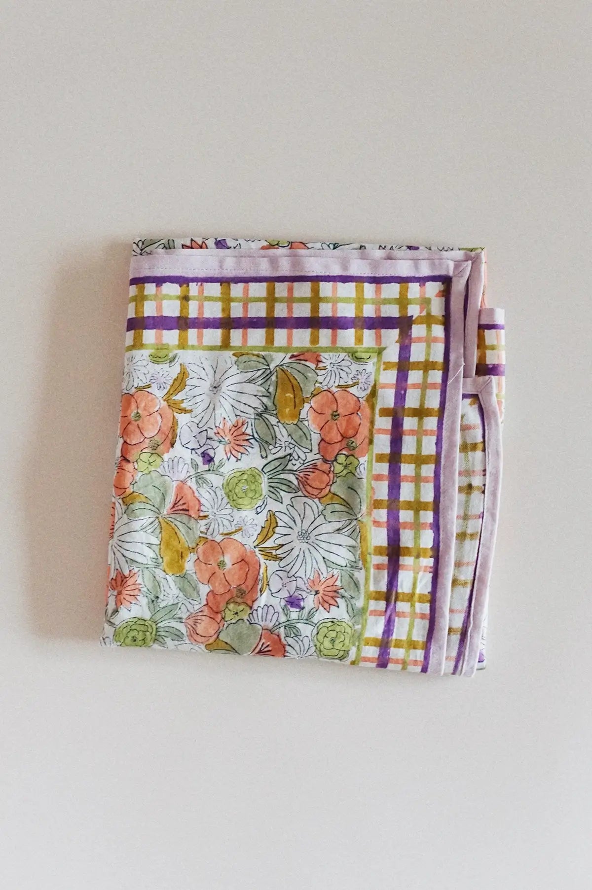 floral square scarf purple green