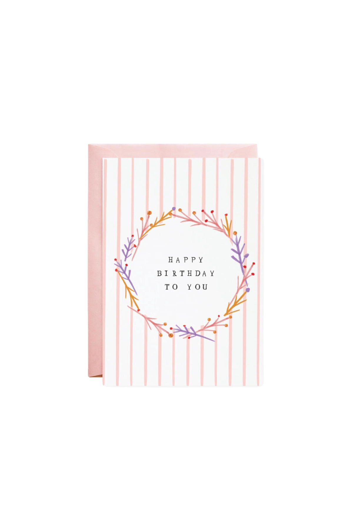 pink striped floral small happy birthday to you card by mr boddingtons studio from wallflower