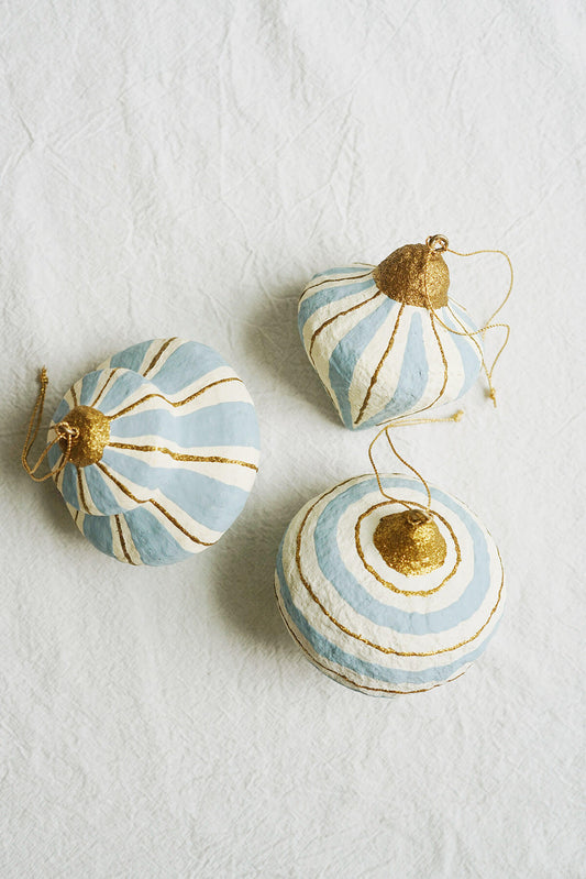 retro blue paper mache christmas ornaments by indaba • shop whimsical christmas on wallflower