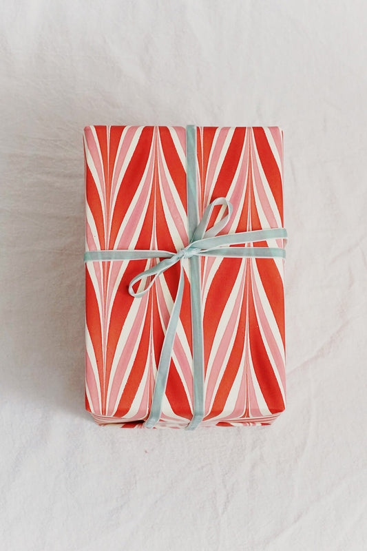 red and pink peppermint handmade marble gift wrap paper sheets - shop unique gift wrap on wallflower