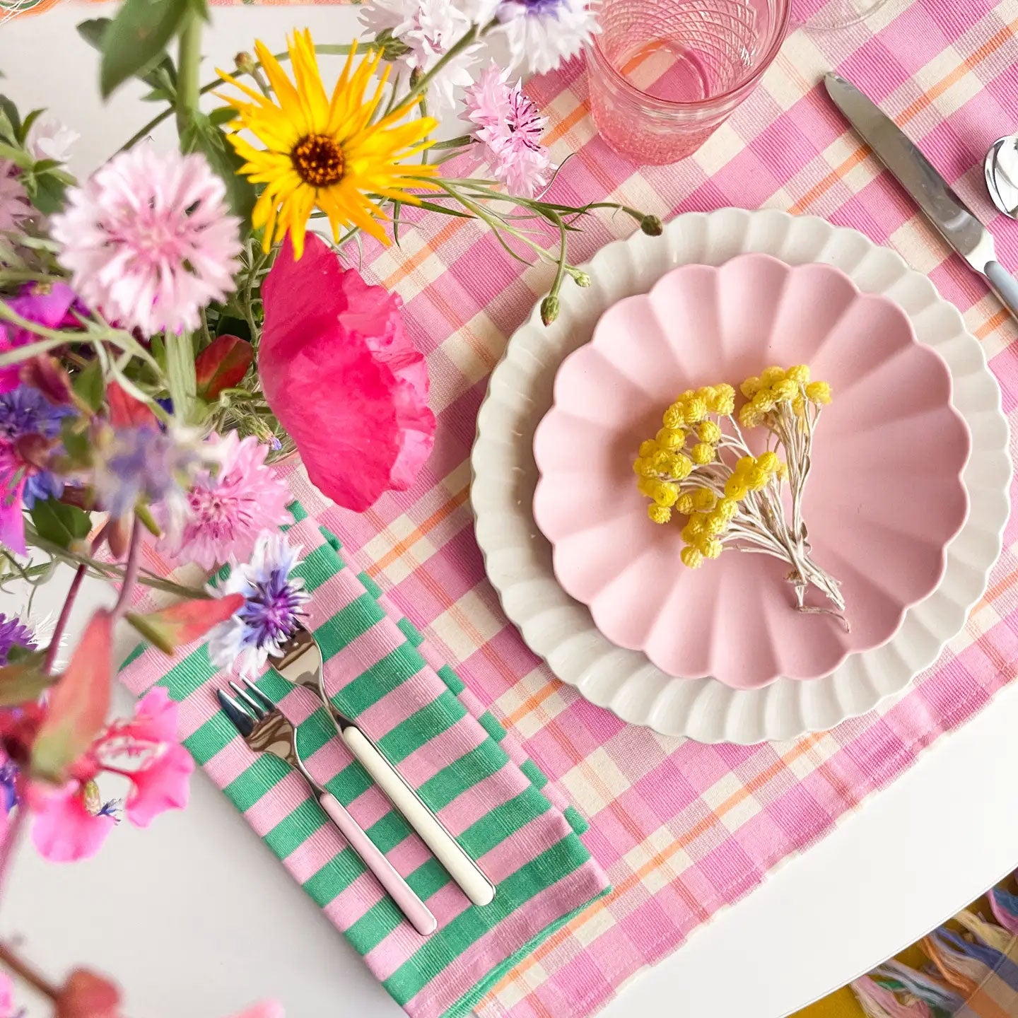 archive ny pink and green handwoven napkins