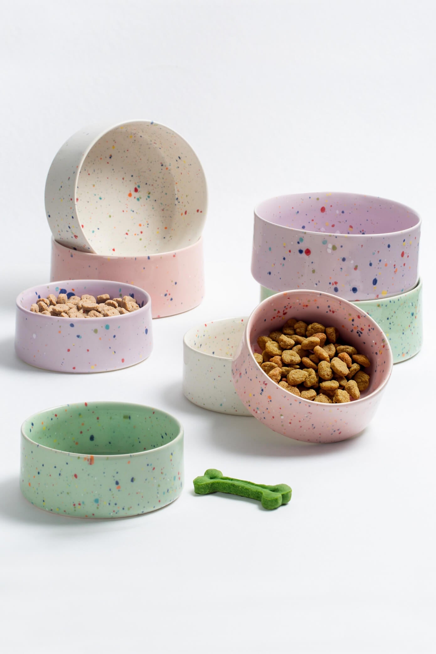 fun pink dog bowl - ceramic dog dish