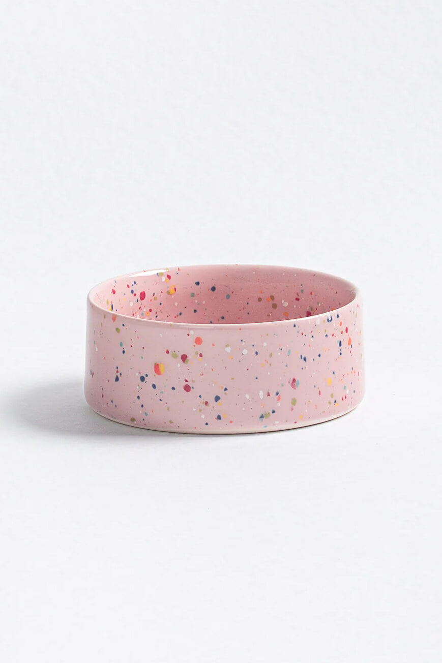 fun pink dog bowl - ceramic dog dish
