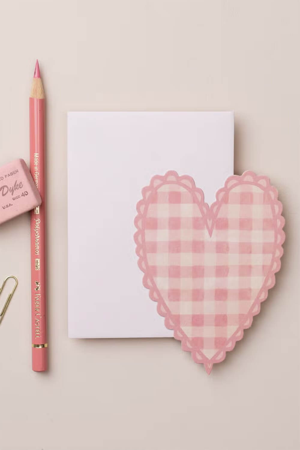 Pink Heart Gingham Mini Card