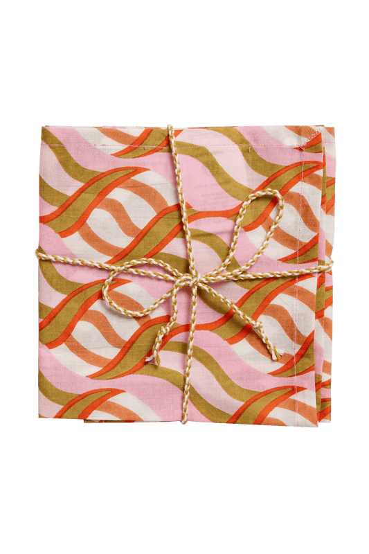 Pink and Green Block Print Napkins from studio wallflower shop