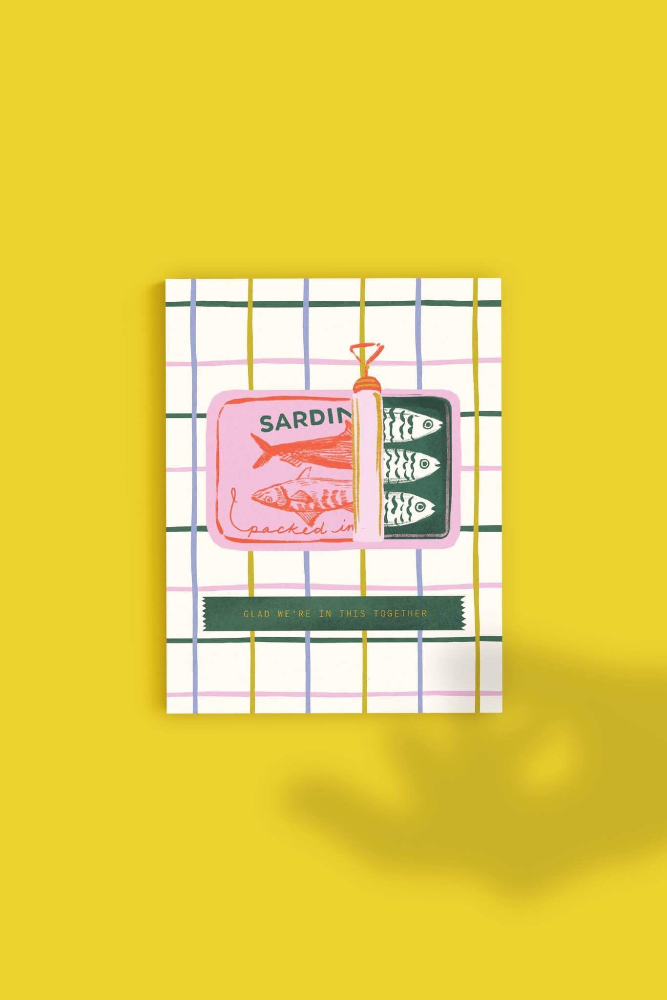 pink sardines card - shop cute greeting cards on wallflower