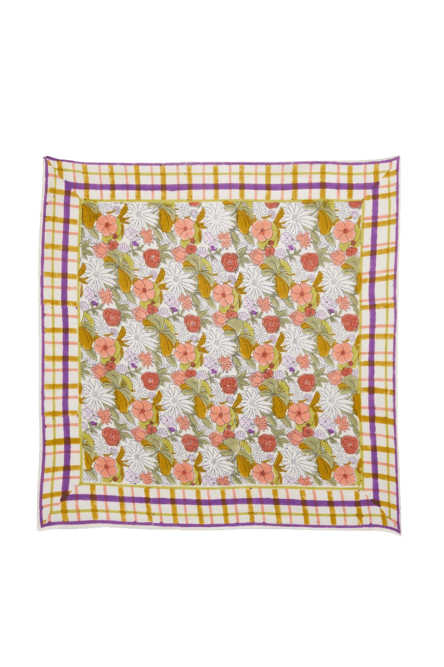 indian block print floral square scarf