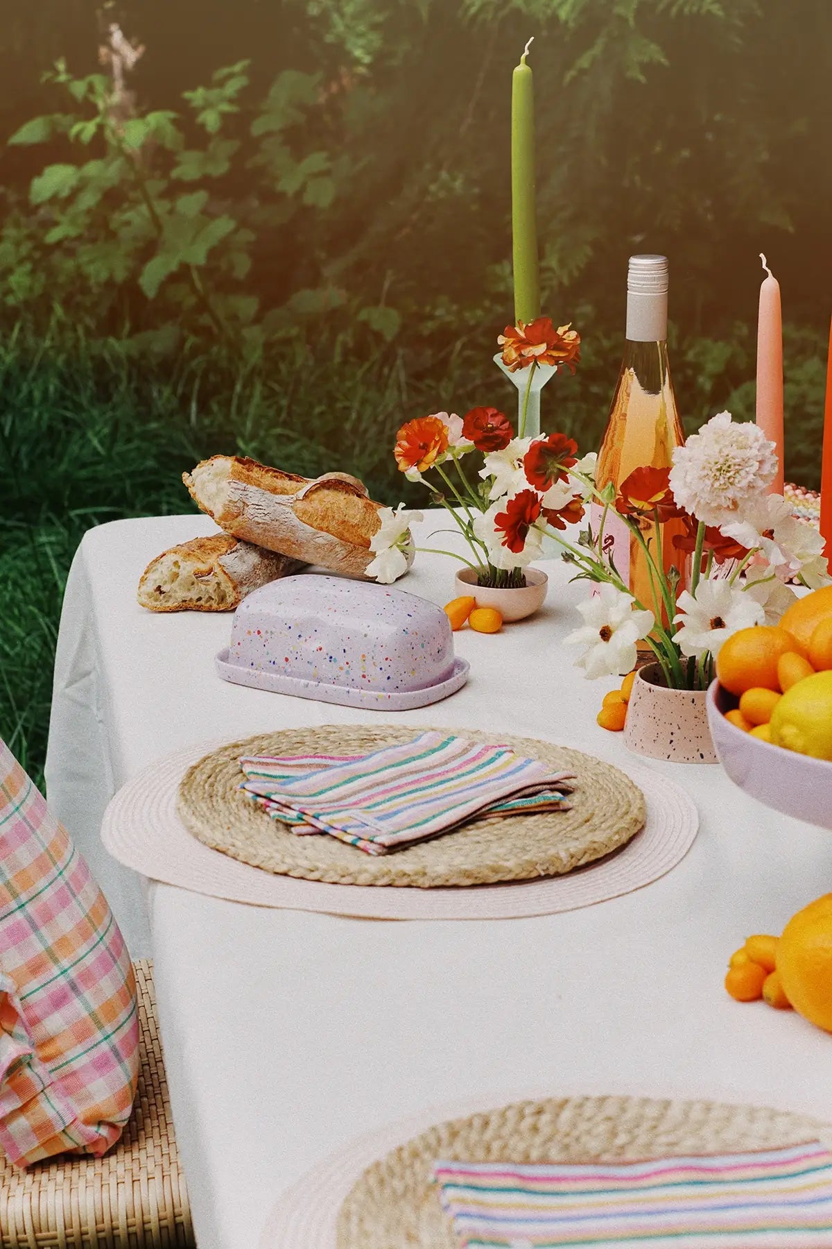 colorful summer table decor by wallflower