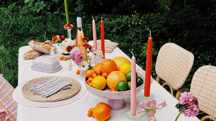 wallflower shop new arrivals colorful spring tablesetting with candles