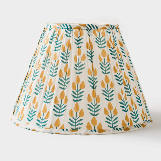 floral pleated lampshade - handmade artisan home decor by wallflower