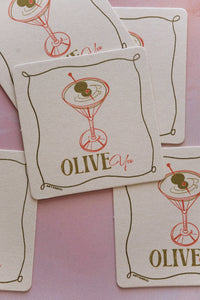 olive martini coasters