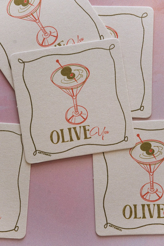 olive martini coasters