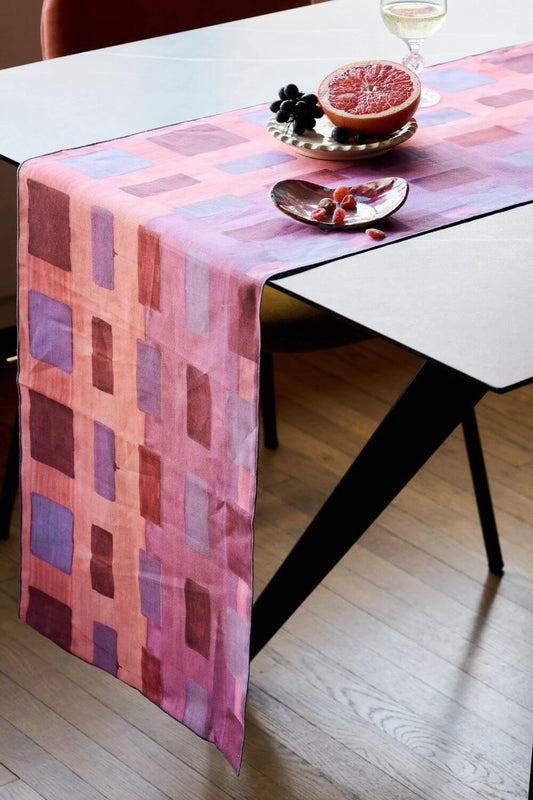 pink linen luxury table runner from goldie home ✿ shop colorful spring table linens on wallflower