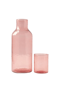 Pink Recycled Glass Carafe Set
