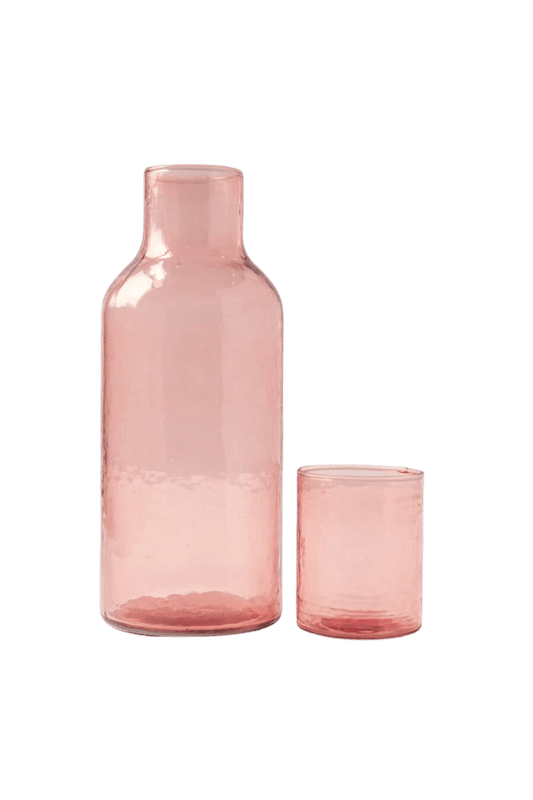 Pink Recycled Glass Carafe Set