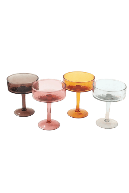 4 recycled glass coupe glasses