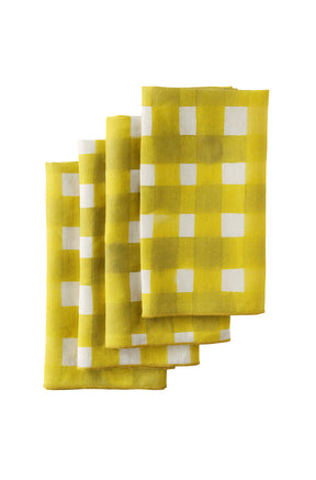 set of 4 yellow linen napkins