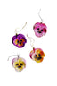 glass pansy floral christmas ornaments set of 4