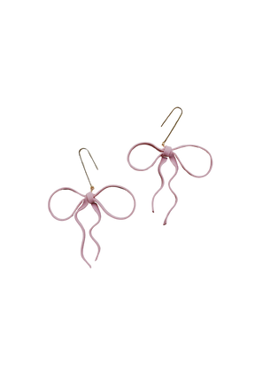 clay bow earrings pink