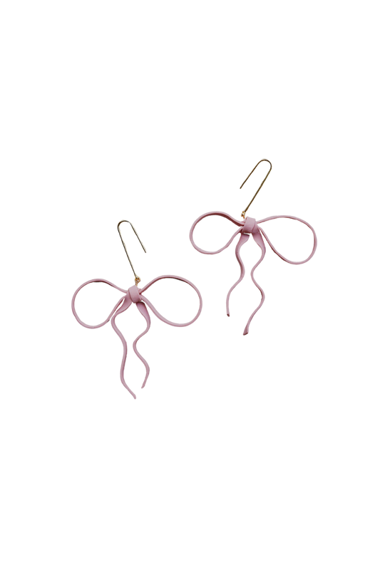 clay bow earrings pink