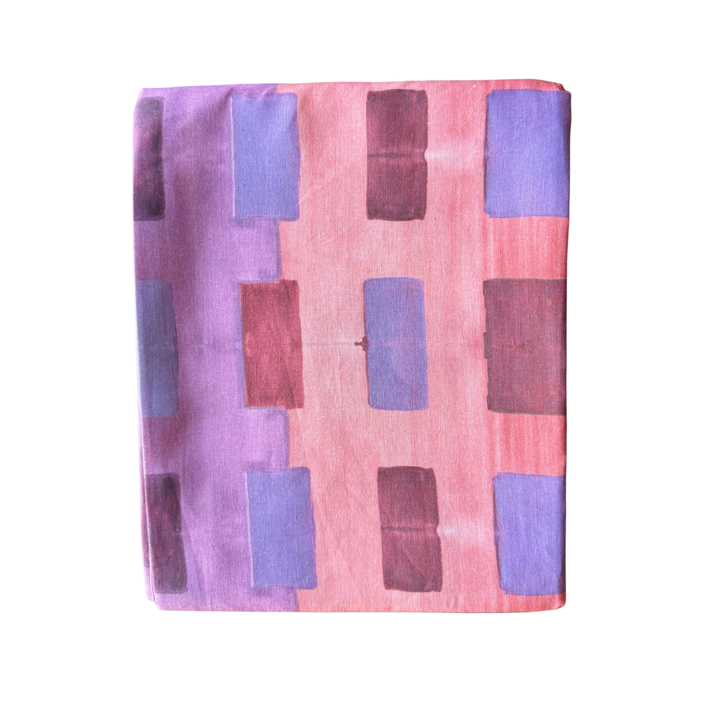 folded purple and pink painted abstract  linen tablecloth from goldie home ✿ shop colorful spring table linens on wallflower