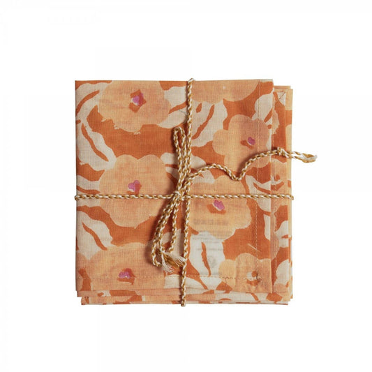 floral block print napkin set of two cotton cloth napkins - shop studio wallflower