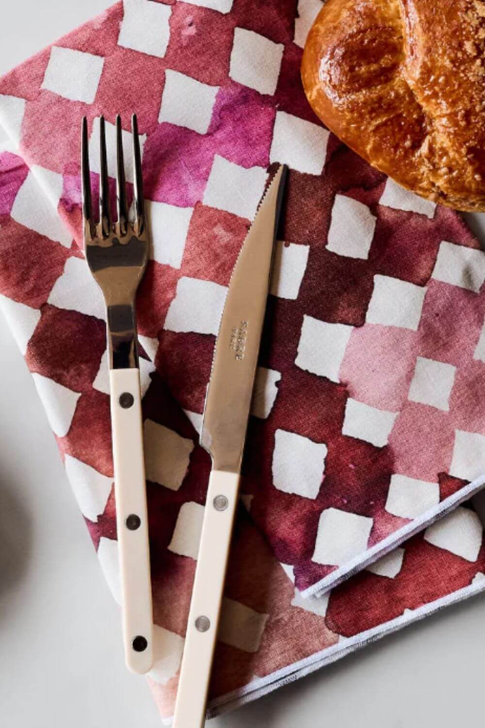 tonal pink diamond luxury linen napkins with painted watercolor design - shop spring table linens on wallflower