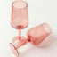 handblown pink wine glasses