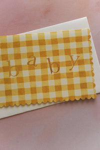 yellow gingham new baby card from wanderlust paper co