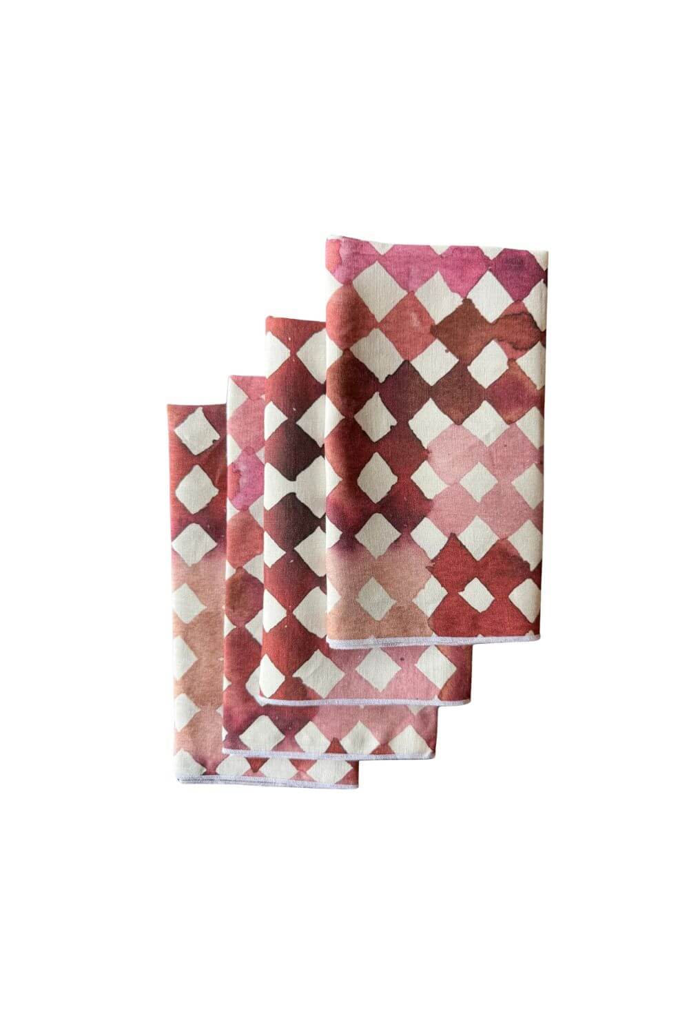 tonal pink diamond luxury linen napkins with painted watercolor design - shop spring table linens on wallflower