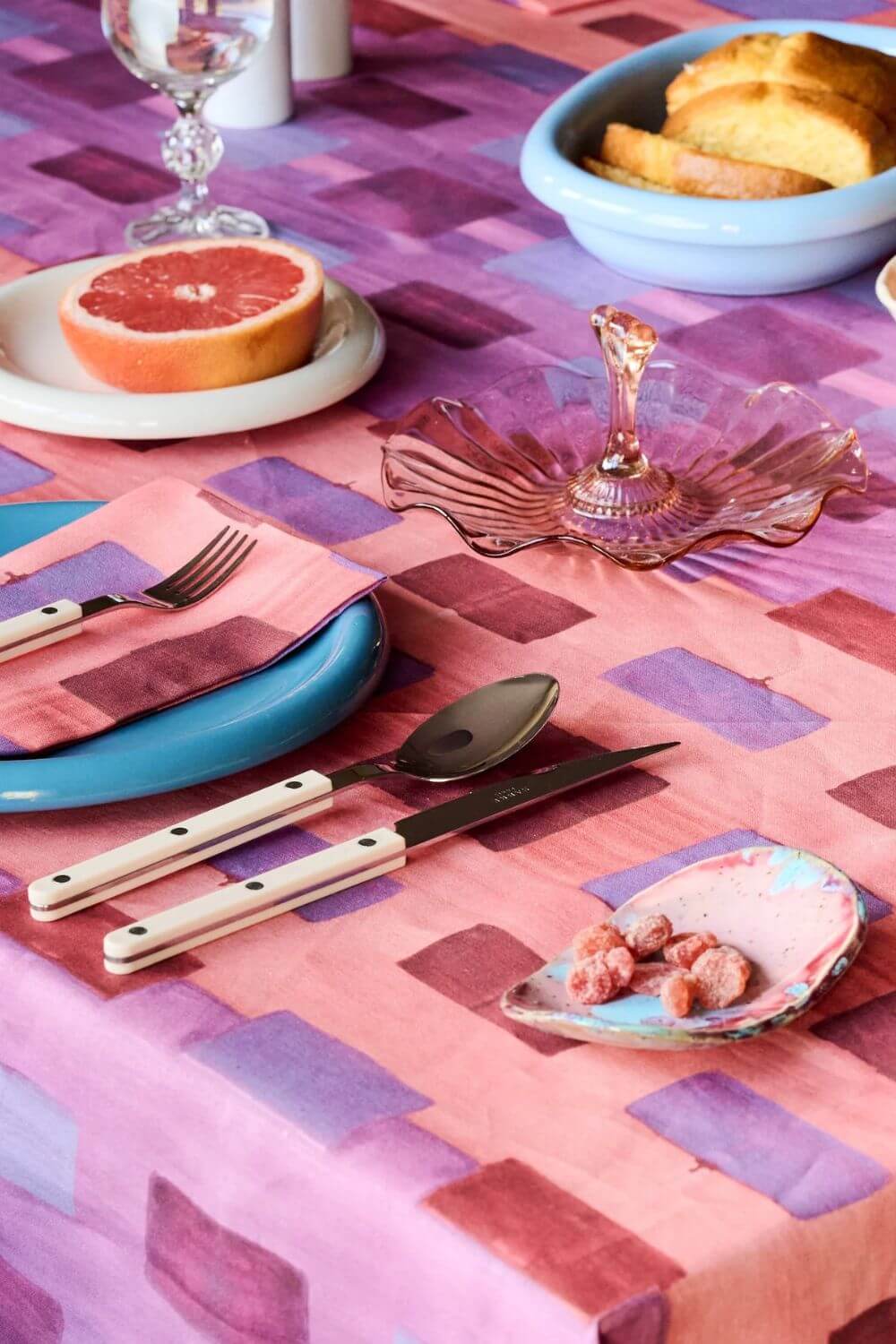 pink linen tablecloth from goldie home ✿ shop colorful spring table linens on wallflower